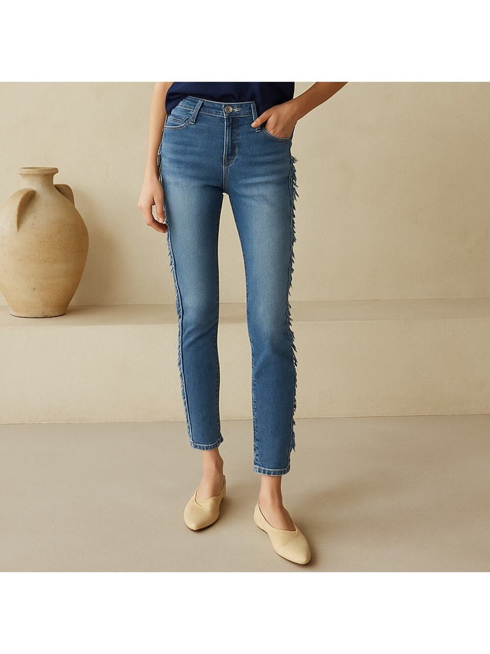 Urban Outfitters Flying Monkey Anthropologie Fringe Tassel Skinny Jeans Size 24